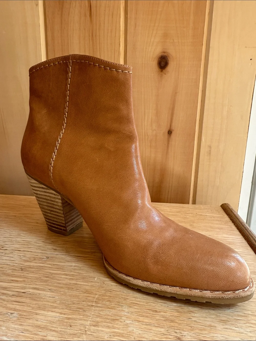 Stuart Weitzman Tan Leather Tassel Ankle Booties
